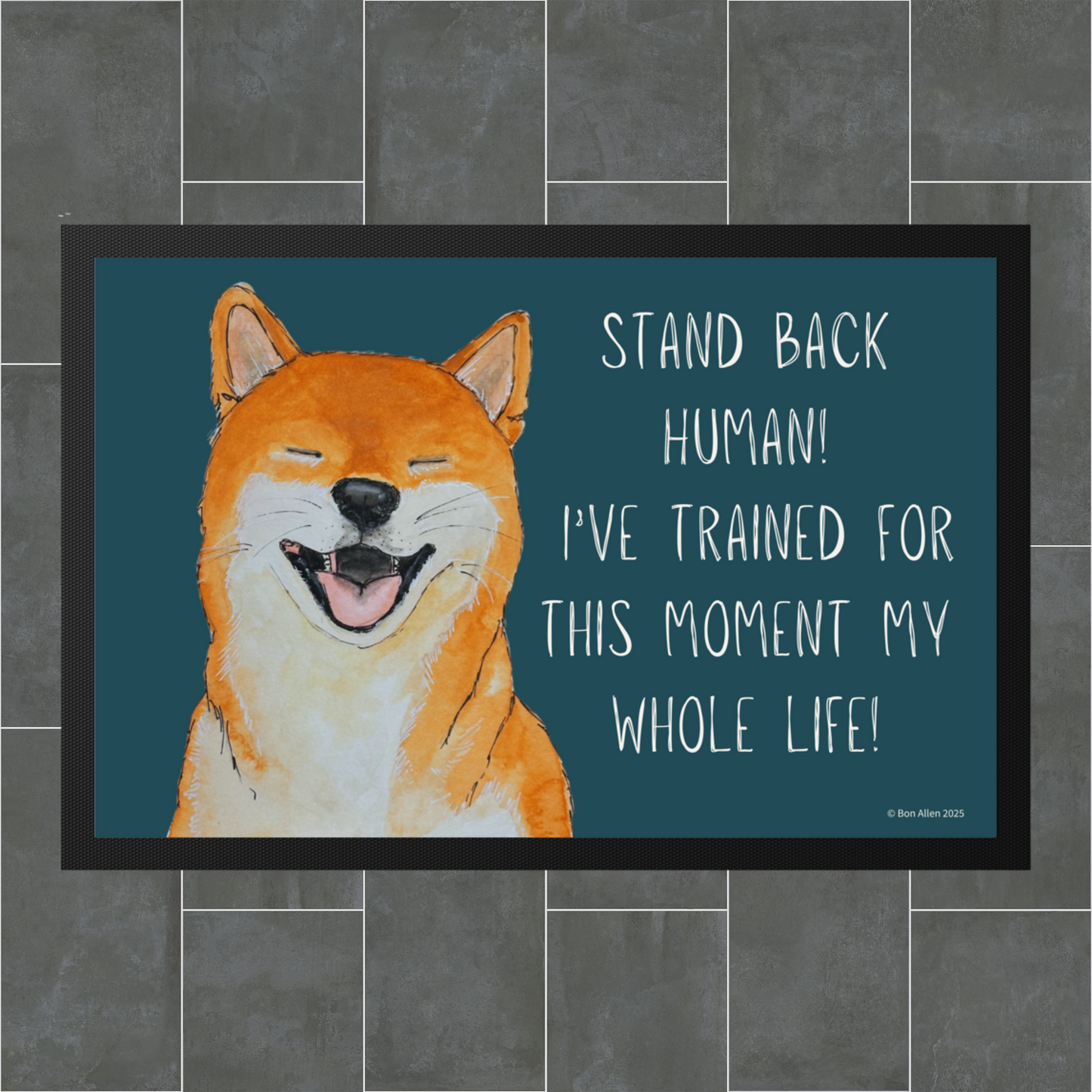 “Stand Back, Human!” Shiba Inu Door Mat – Guard Dog Vibes, Fluffy Edition