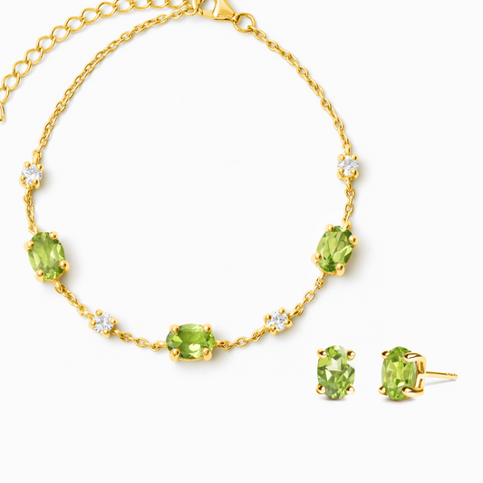 Mini Set 2 - Peridot Jewellery Set in 18k Gold Vermeil