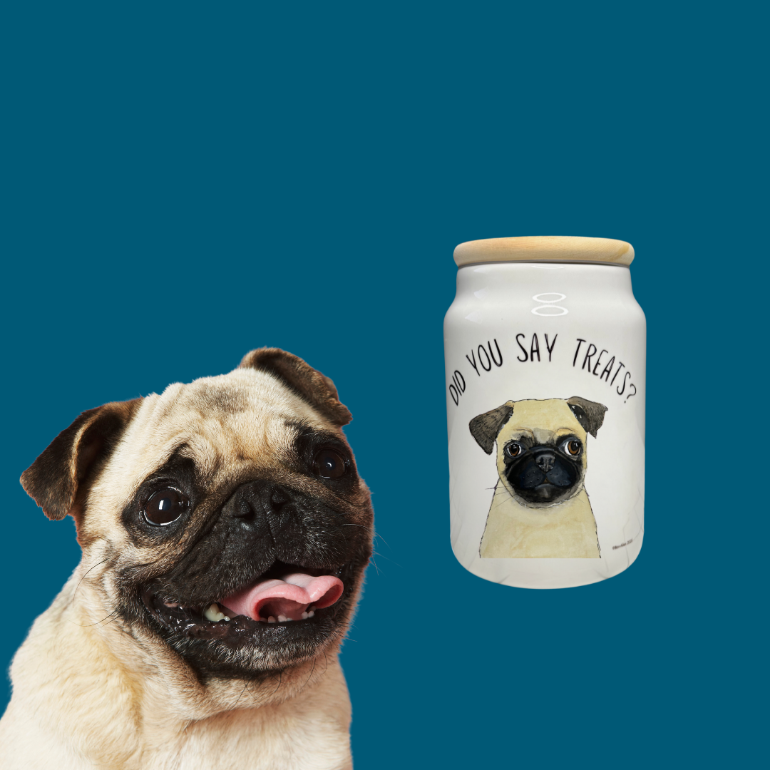 The Pug’s Treasure Chest: A Ceramic Treat Jar for Your Snorty Potato!