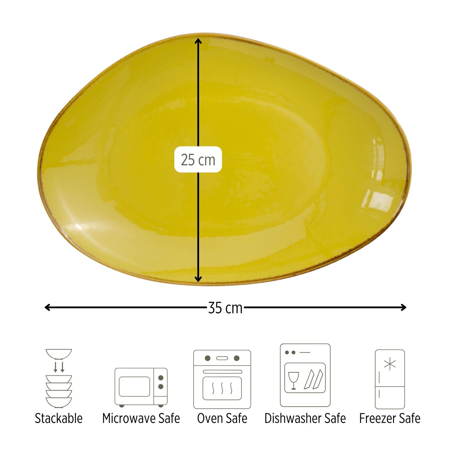 Porcelain Serving Platter - Lindis Series, Saffron Yellow - 35x25cm