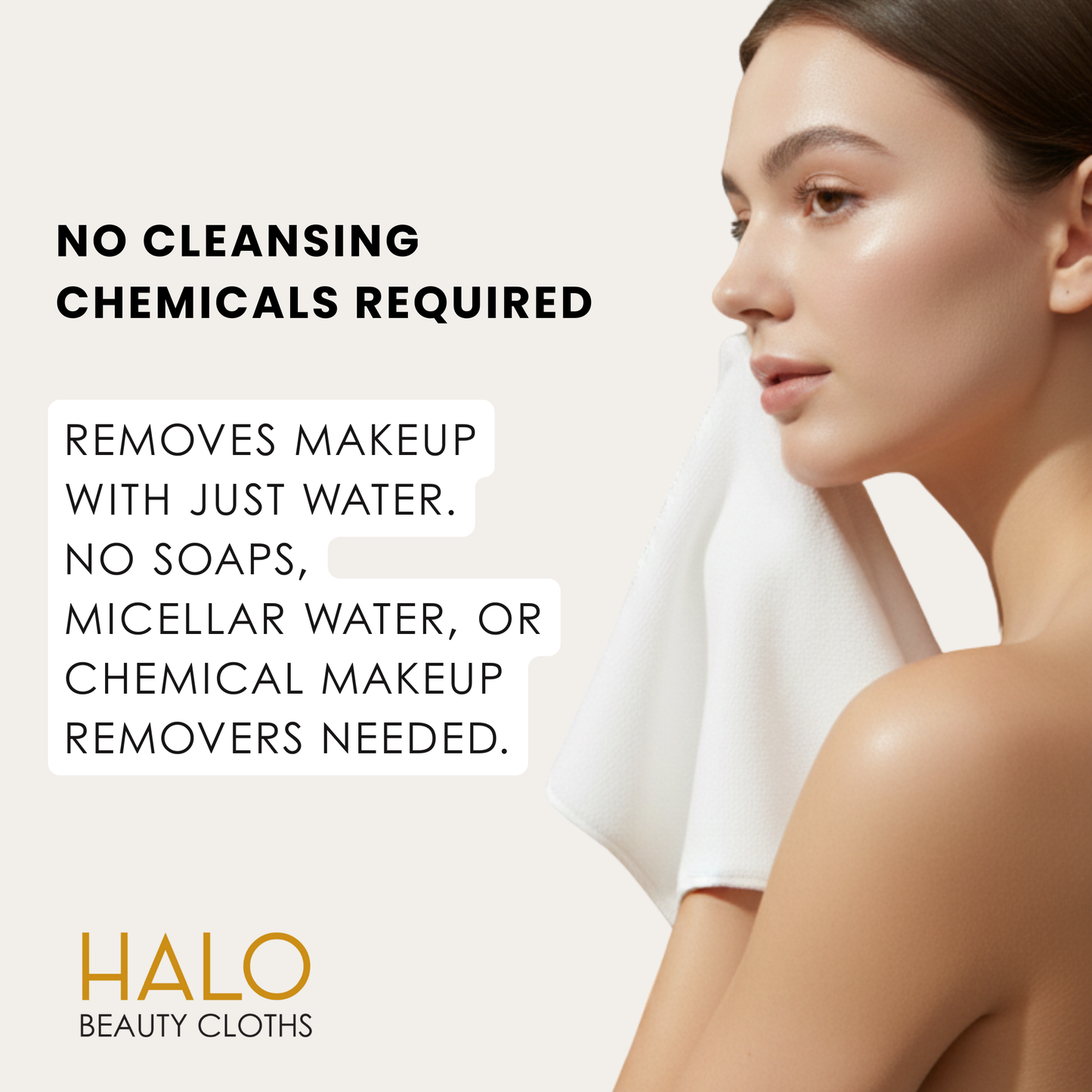 HALO Beauty Cloths – Ultra-Soft Dual-Sided Microfibre Makeup Remover Cloths (5 Pack) | Reusable, Gentle Cleansing | Luxuriously Soft | 5 Pack (30 x 30 cm)