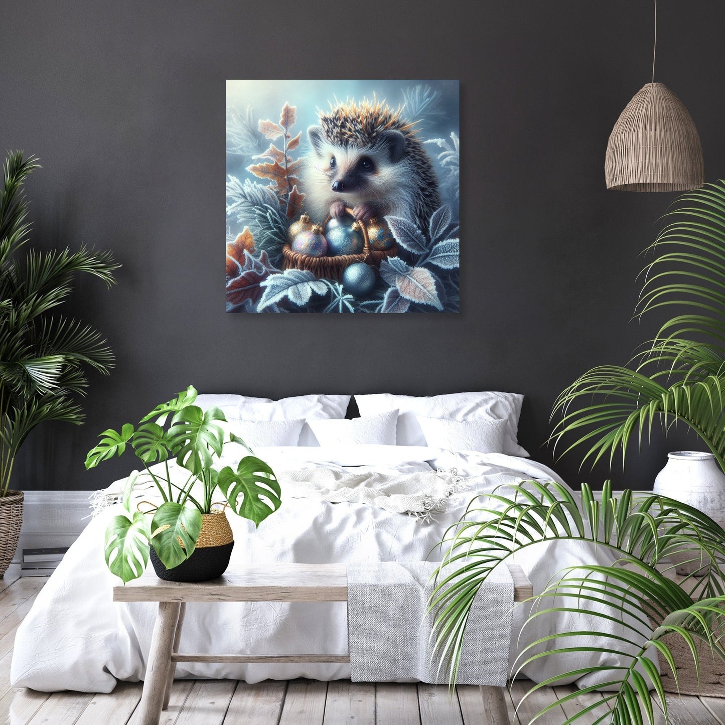 Festive Morning Hedgehog Canvas