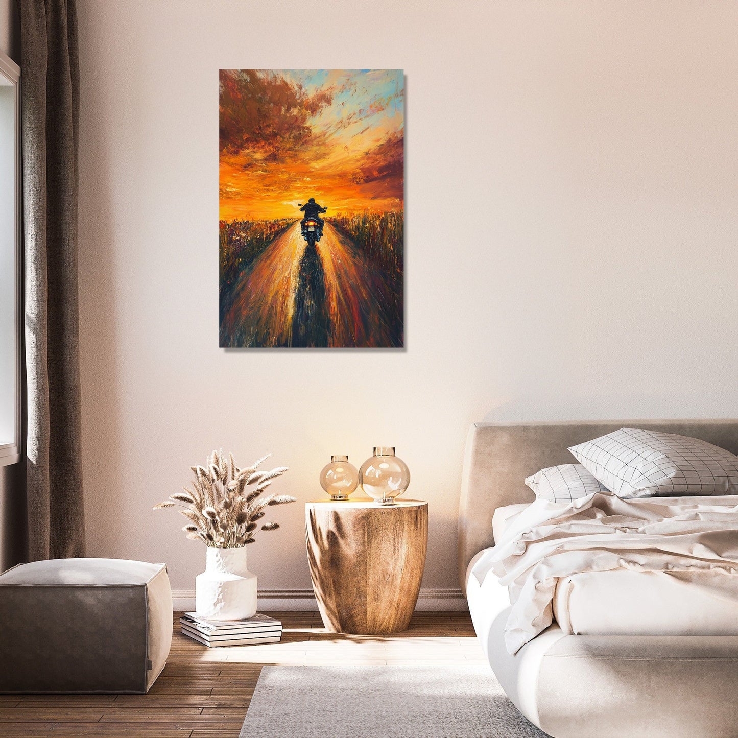Sunset Roadway Motorbike Canvas