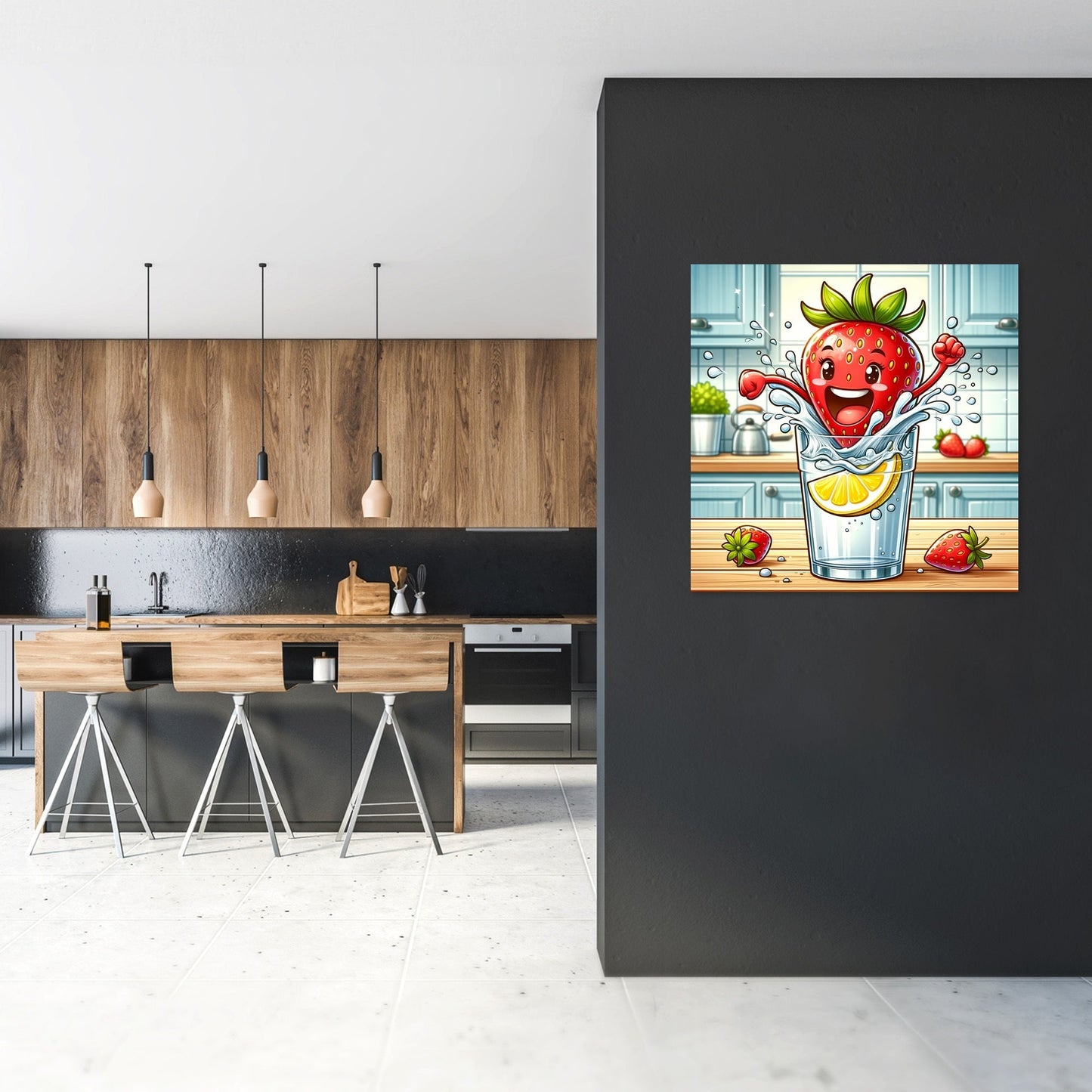 Joyful Strawberry Dive Canvas