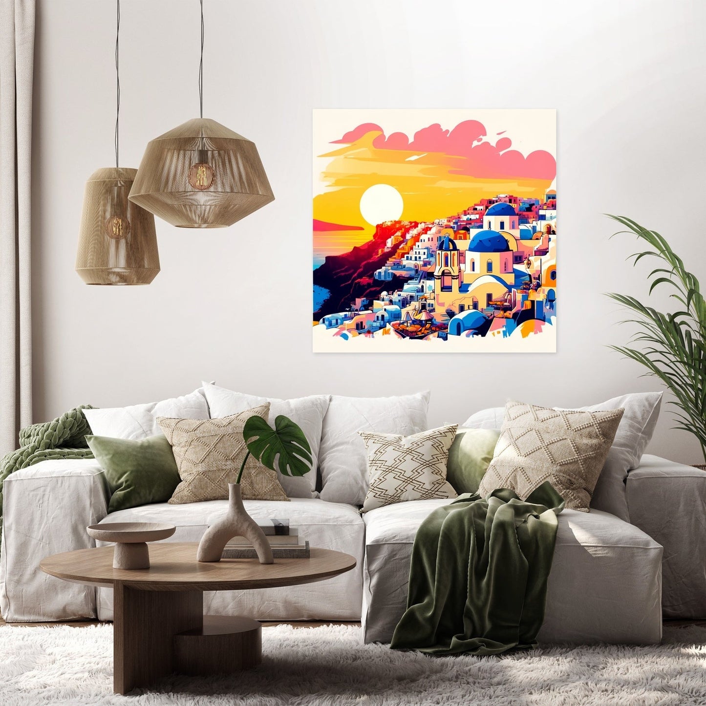 Santorini Sunset Splendor Canvas