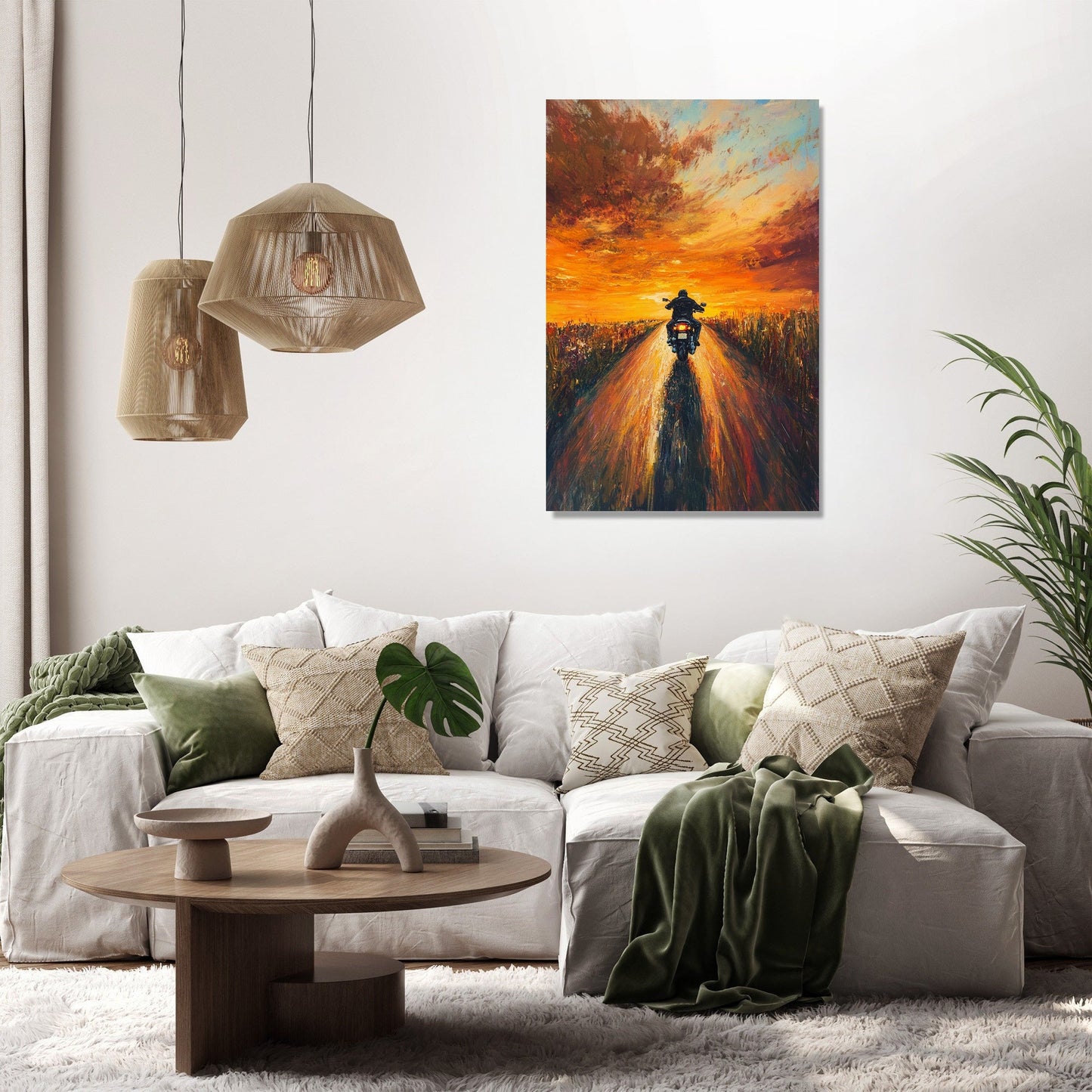 Sunset Roadway Motorbike Canvas