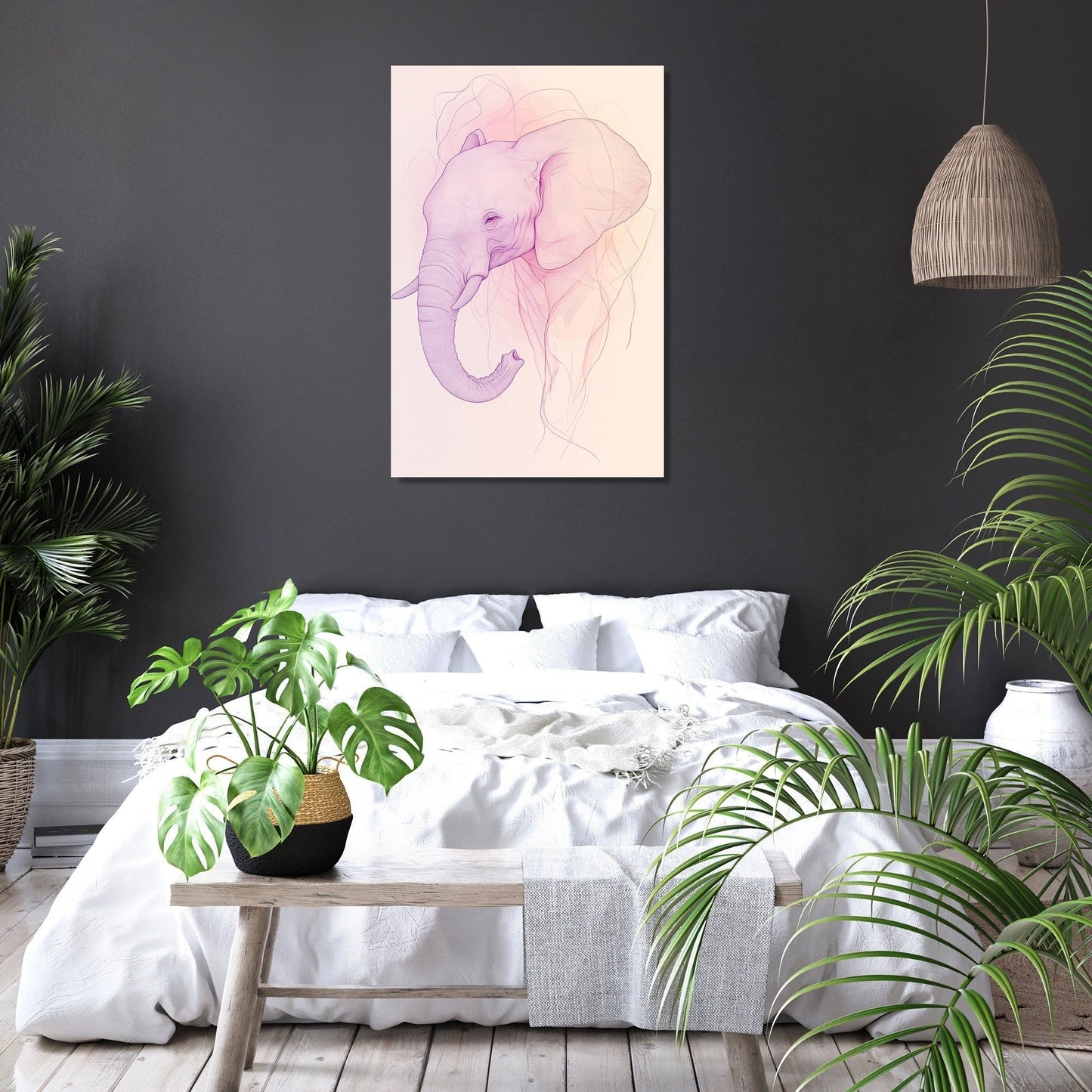 Pastel Elephant Elegance Canvas