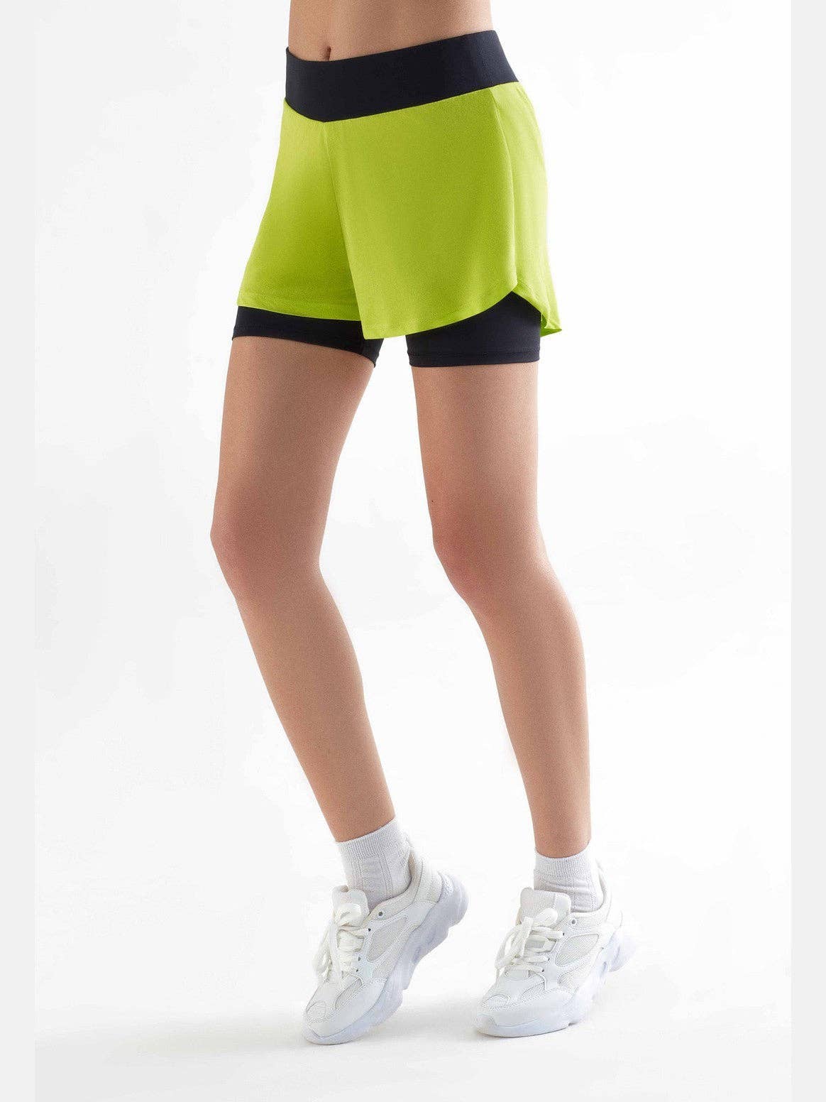 Recycled Double Layer Sports Shorts: Womens