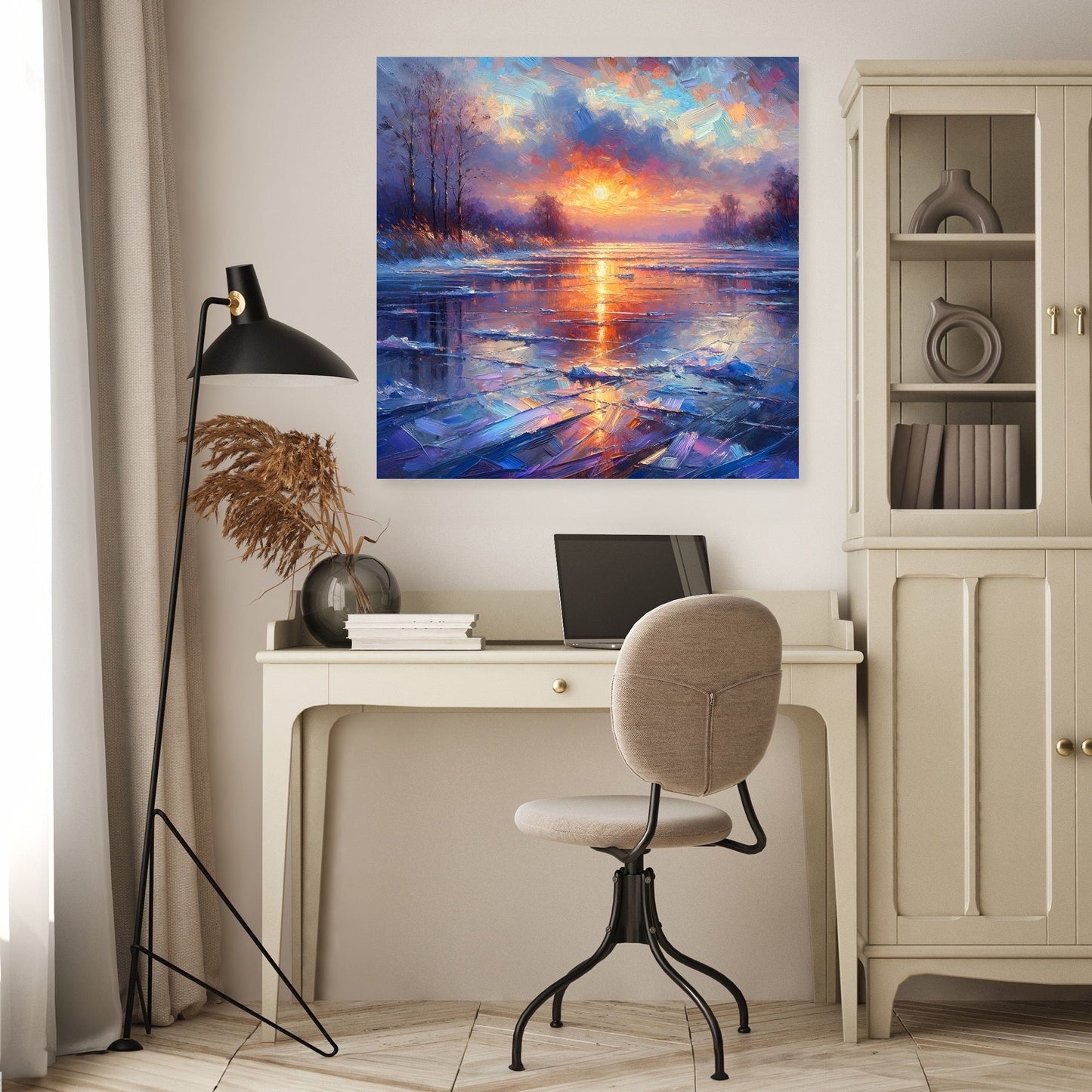 Sunset Serenity on Ice Canvas