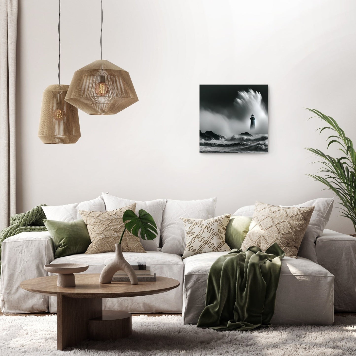 Solitary Beacon: Stormy Seas Canvas