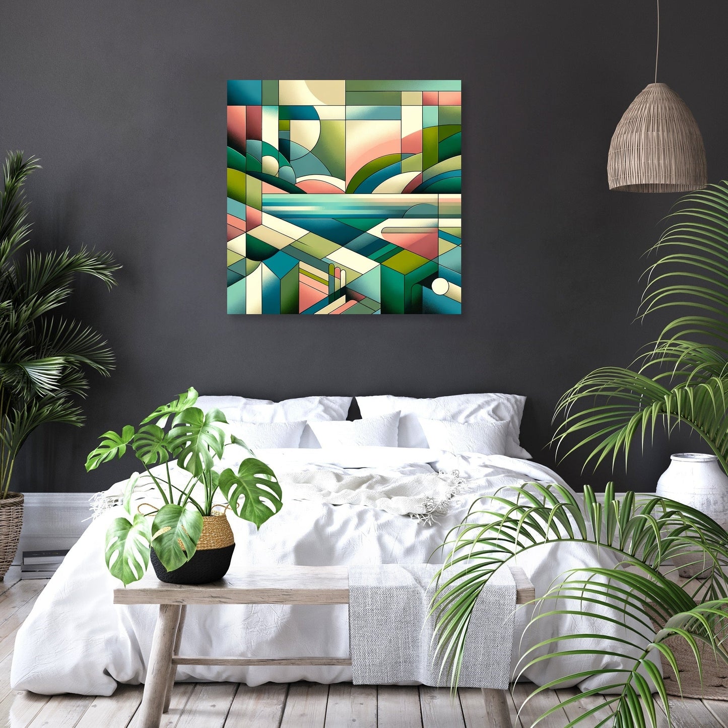 Serene Geometric Landscape Canvas