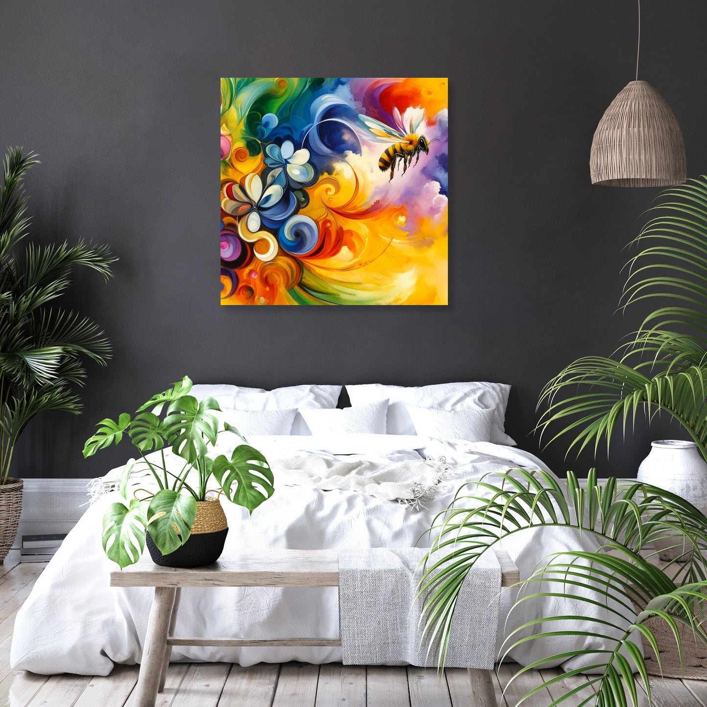 Vibrant Pollination Bee Canvas