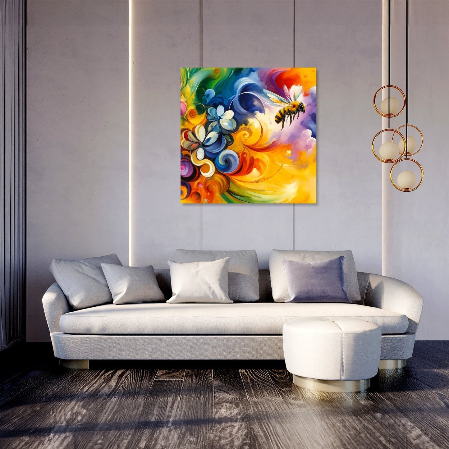 Vibrant Pollination Bee Canvas