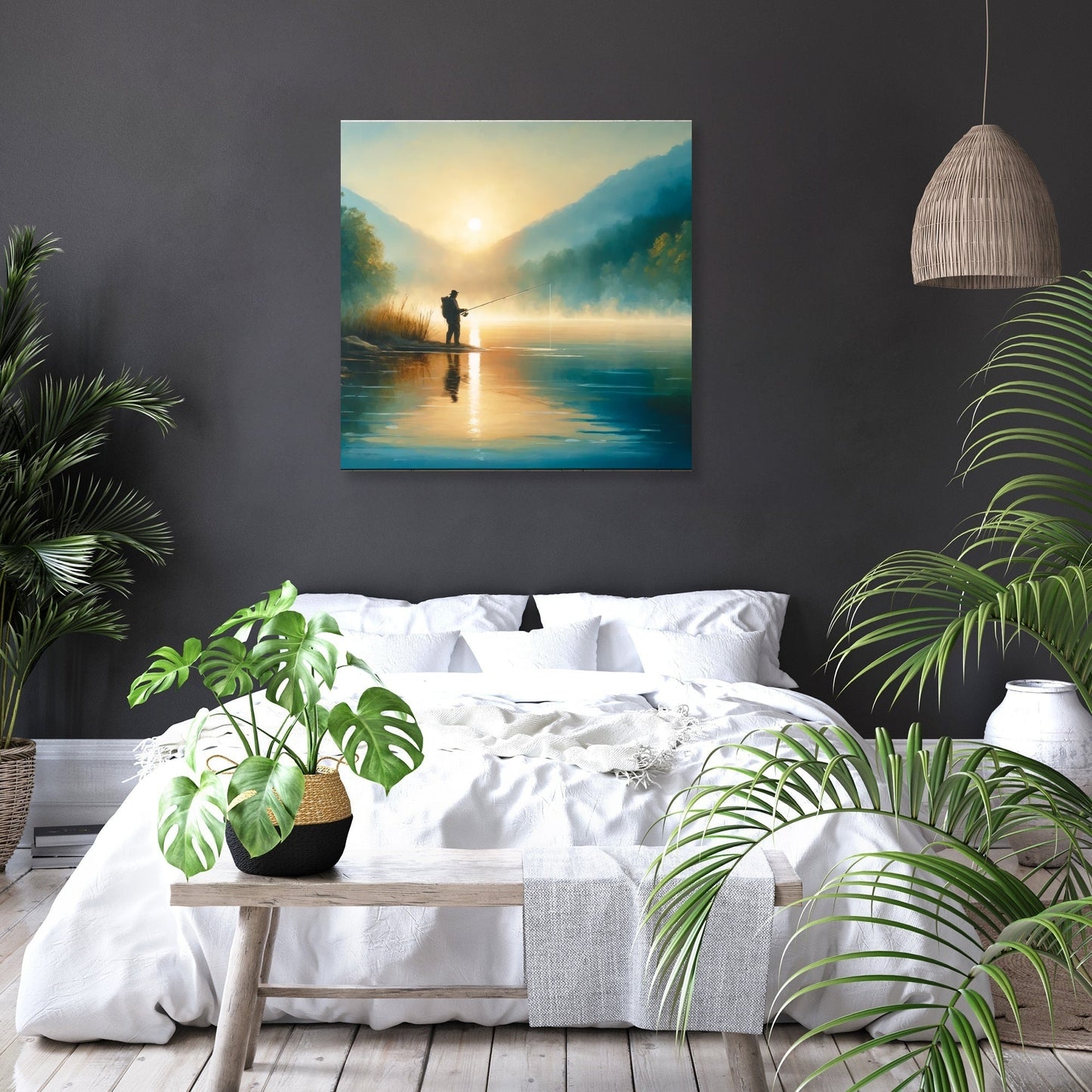 Tranquil Dawn Fishing Canvas