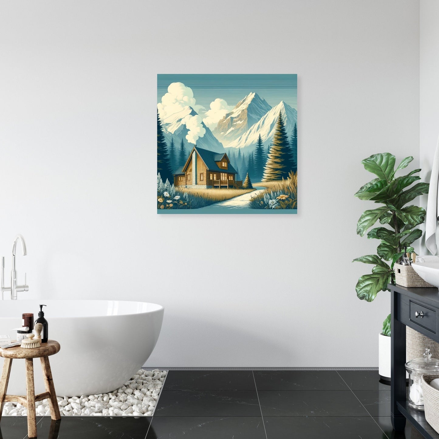 Mountain Cabin Serenity Canvas
