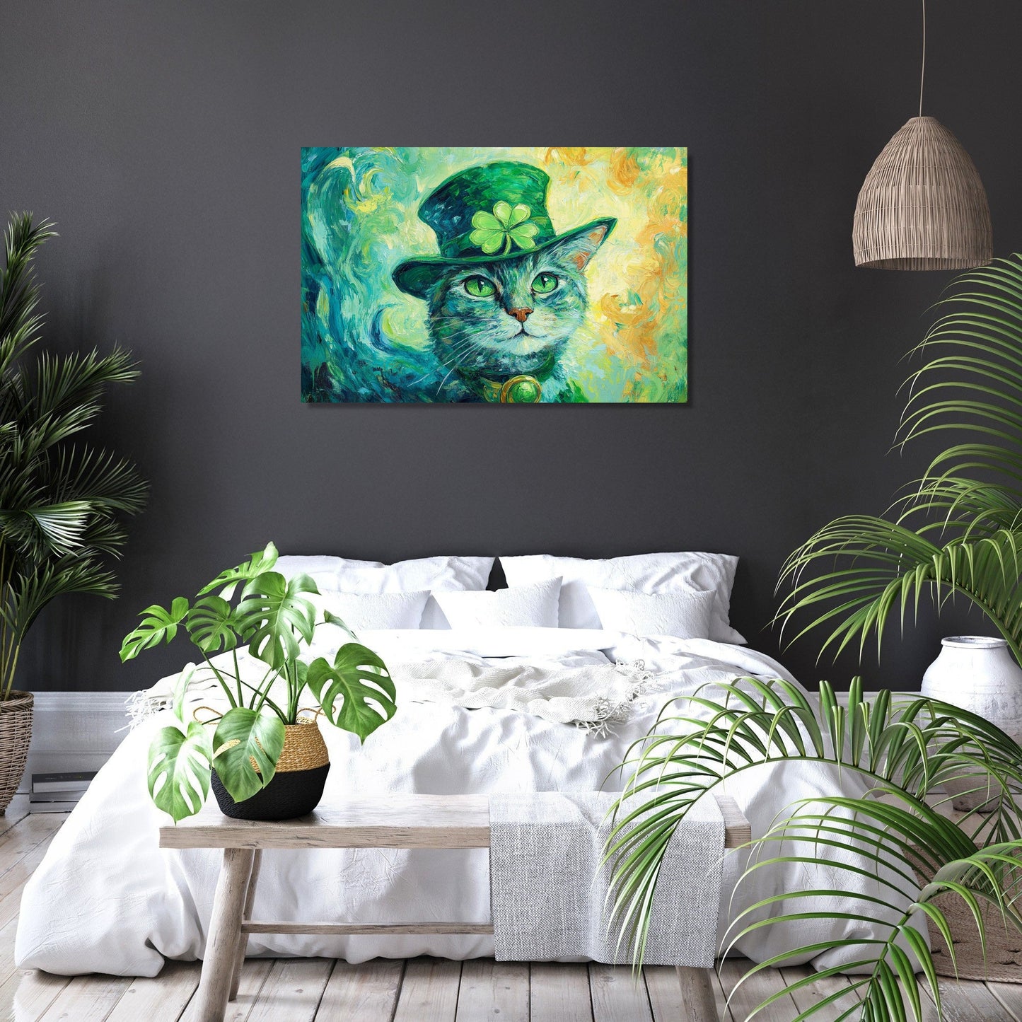 Lucky Leprechaun Cat Canvas
