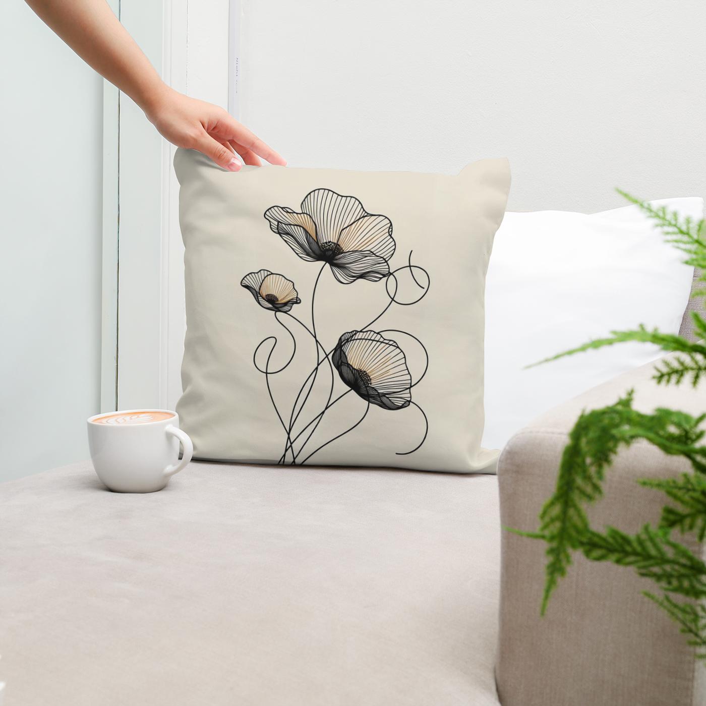 Golden Noir Poppies Cotton Cushion