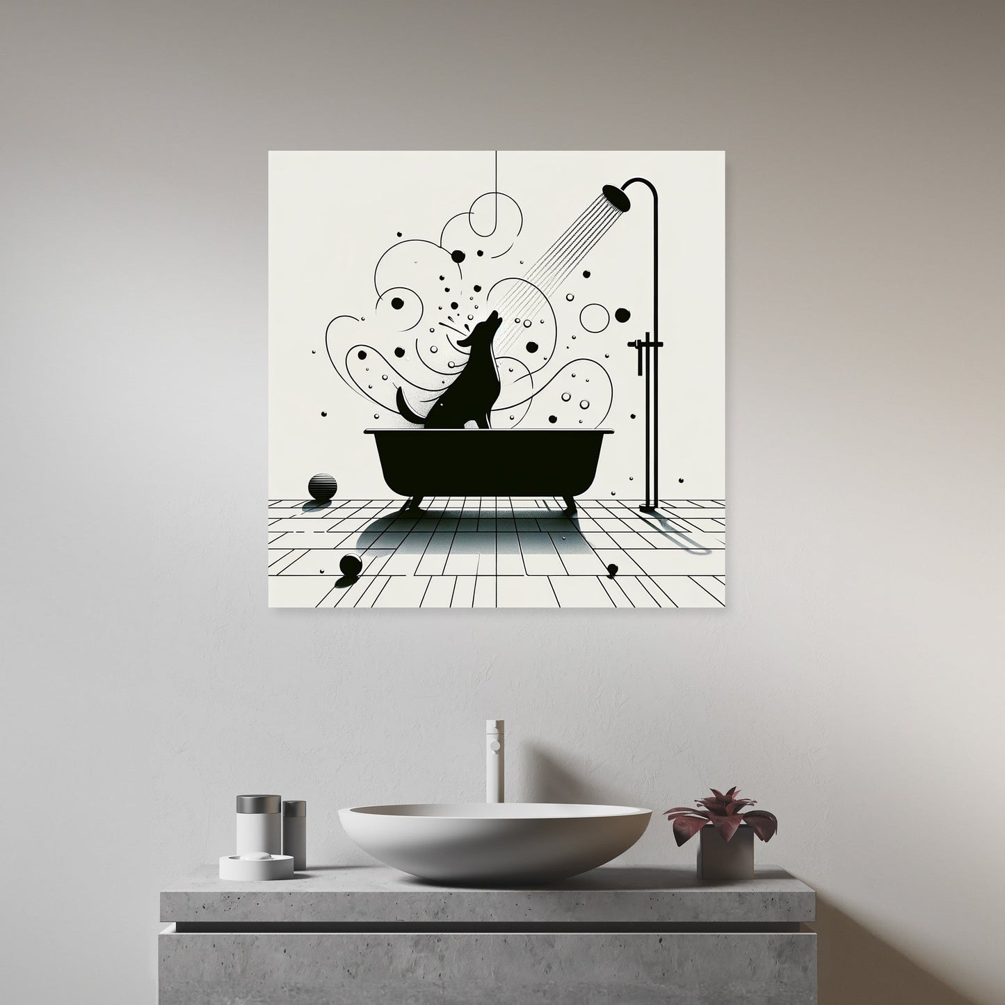 Minimalist Canine Bath Time Canvas
