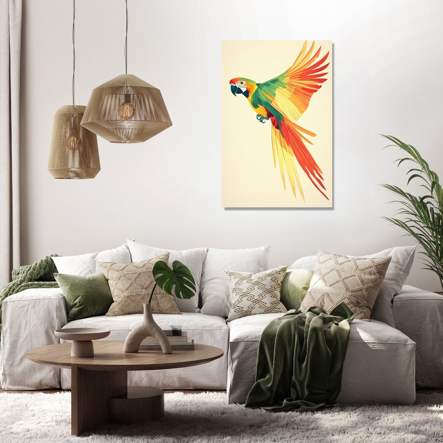 Vibrant Parrot Flight Canvas