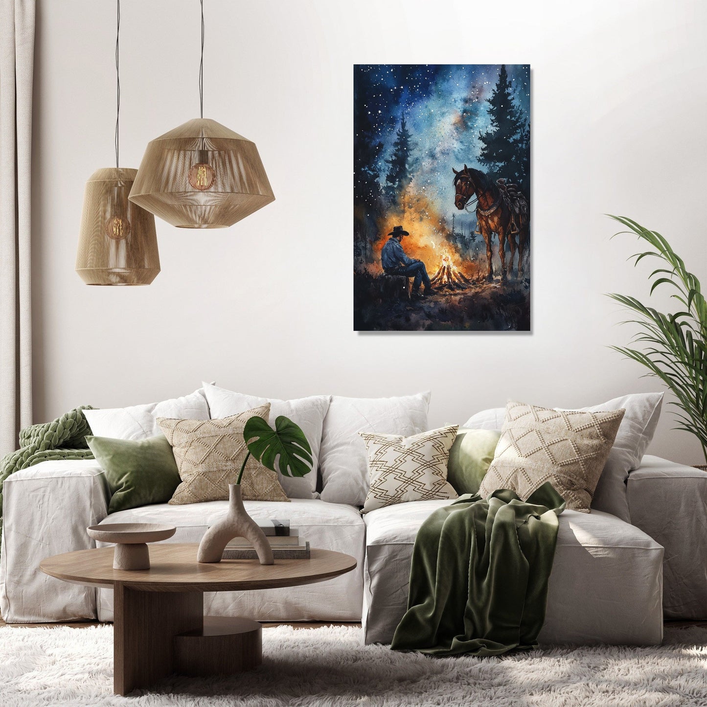 Cowboy's Fireside Canvas