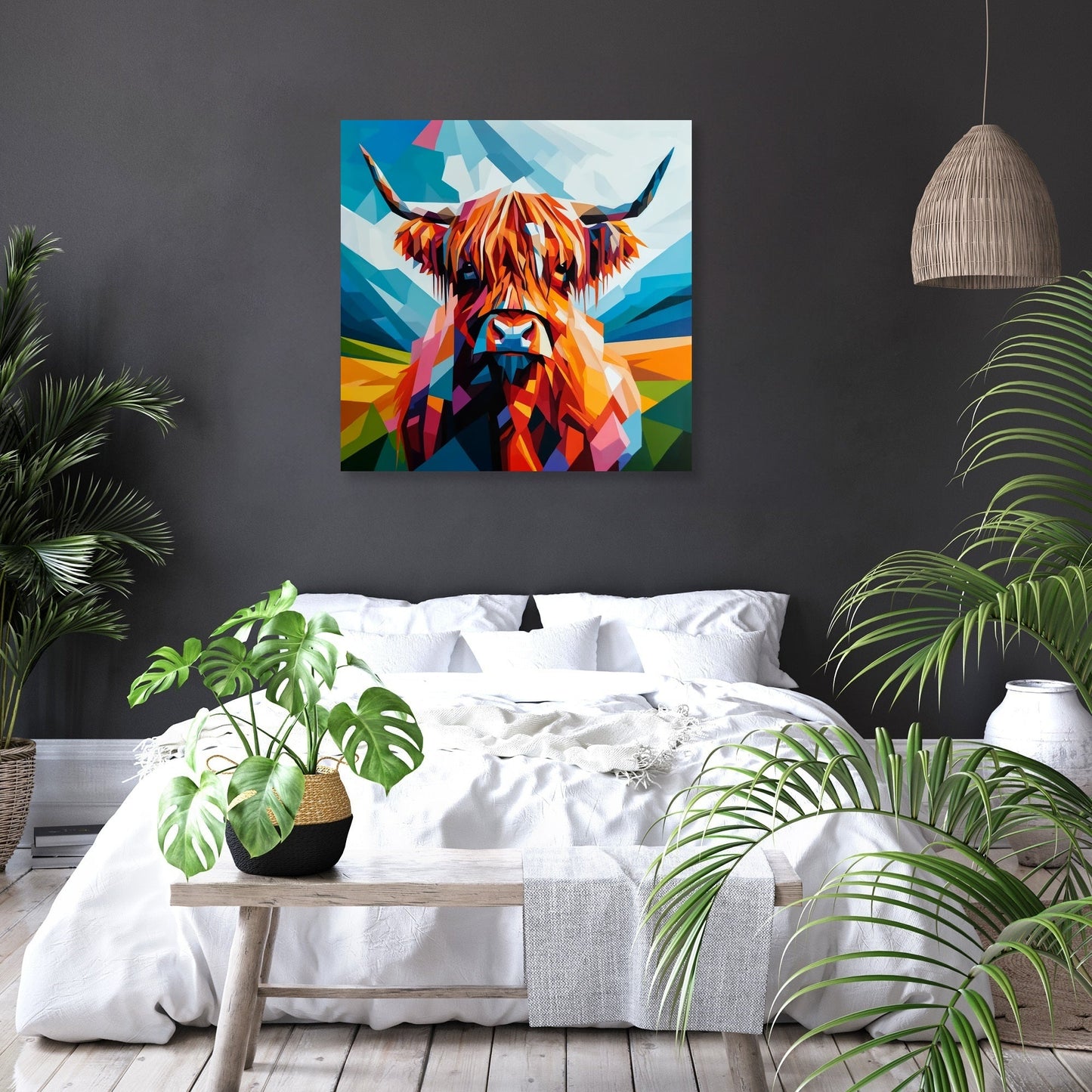 Cubist Highland Cow Essence Canvas