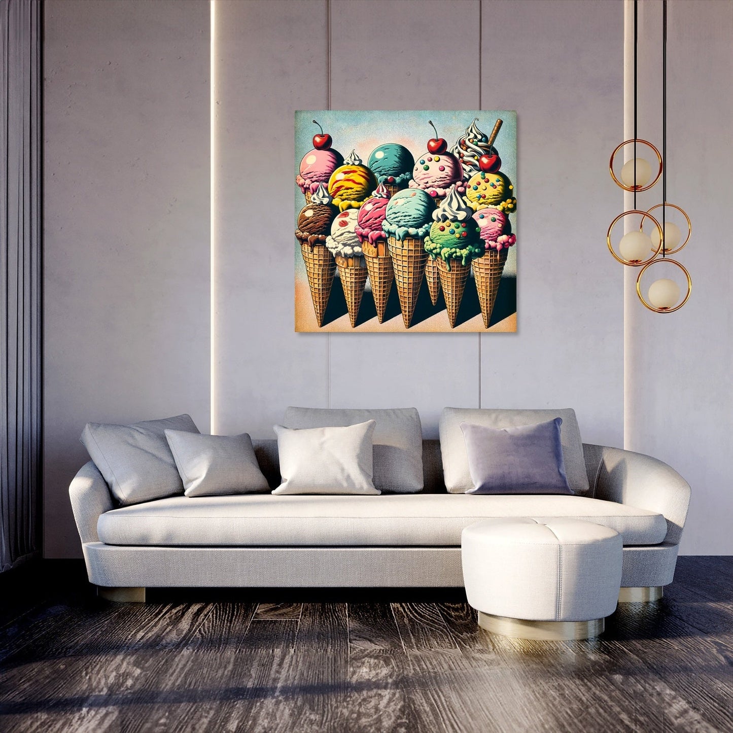 Vintage Pop Ice Cream Delight Canvas