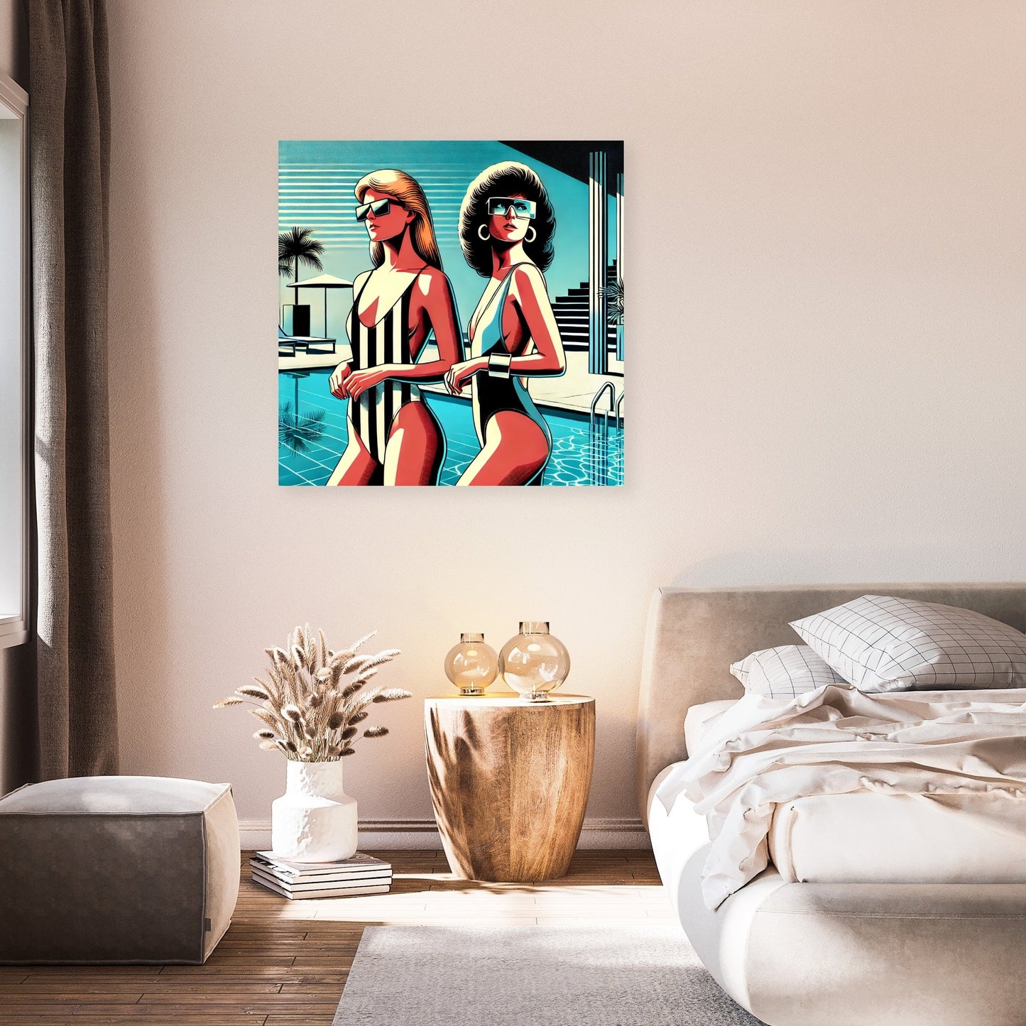 Retro Elegance Poolside Canvas