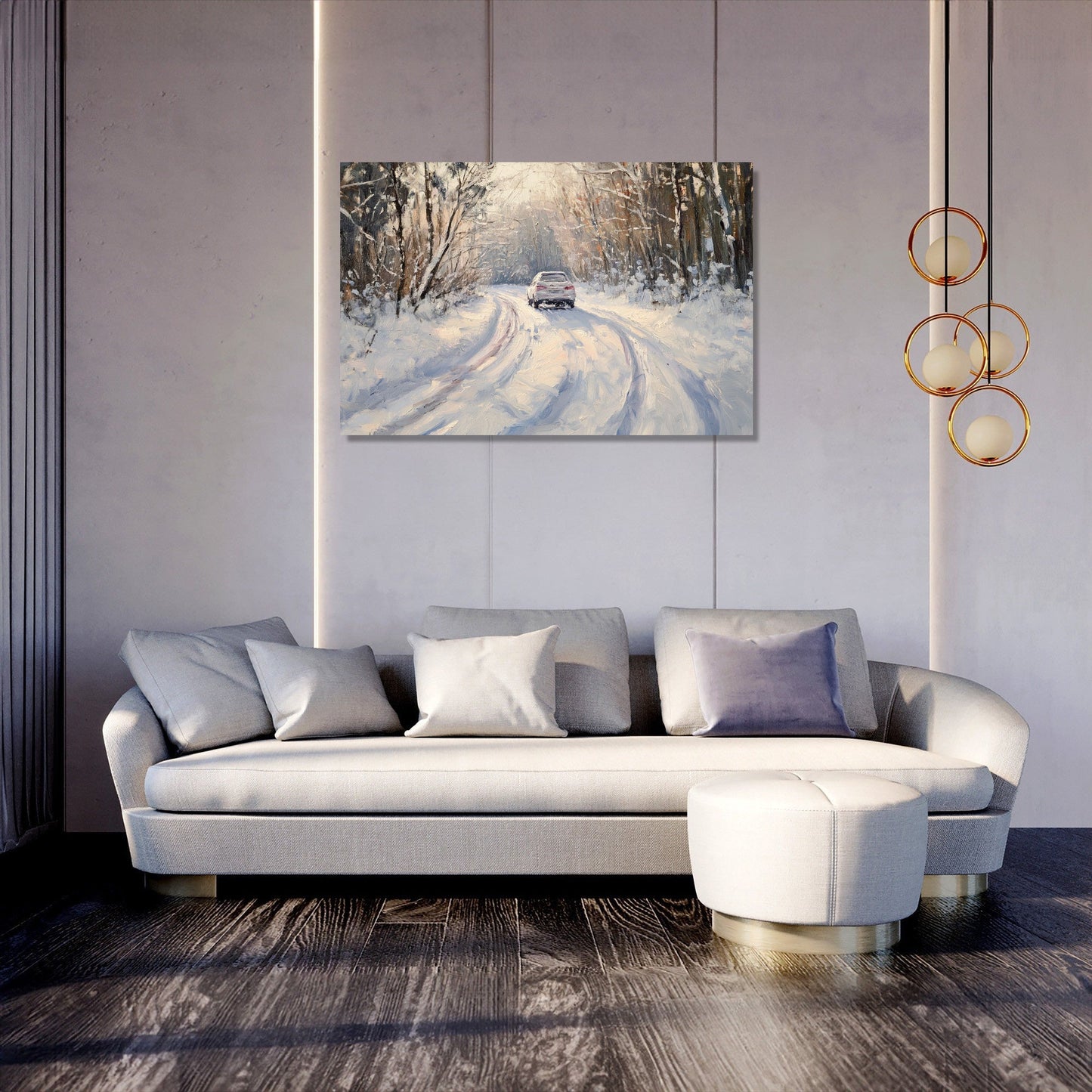 Snowy Car on Winter Canvas