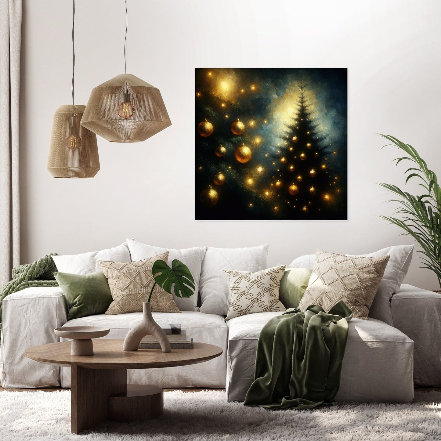 Golden Memory Christmas Tree Canvas