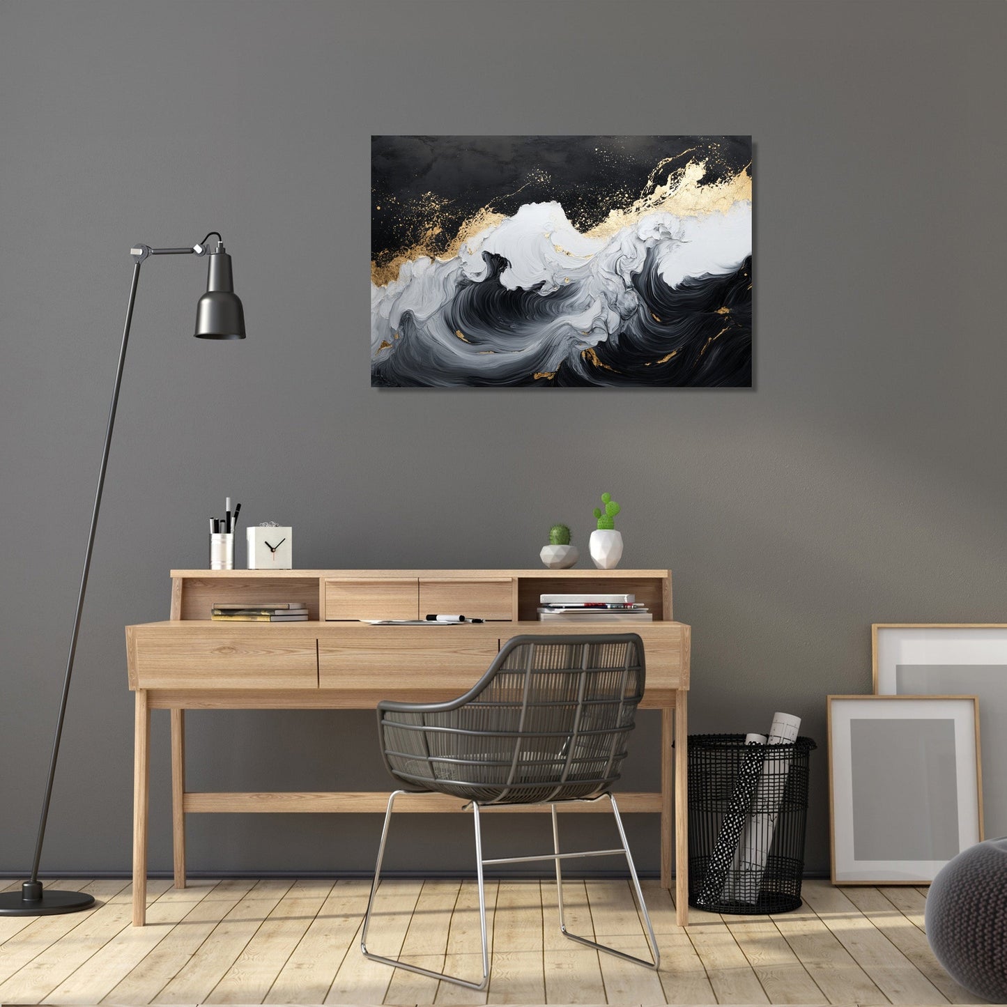 Golden Crest Waves Canvas