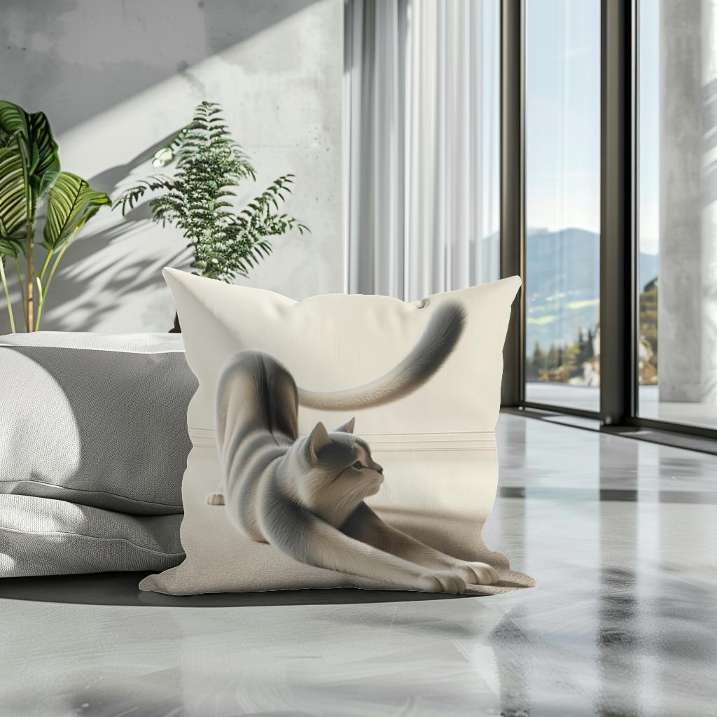 Stretching Cat Cotton Cushion