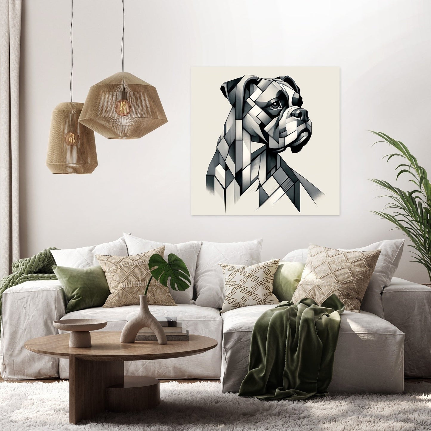 Cubist Companion Fragmented Form Canvas