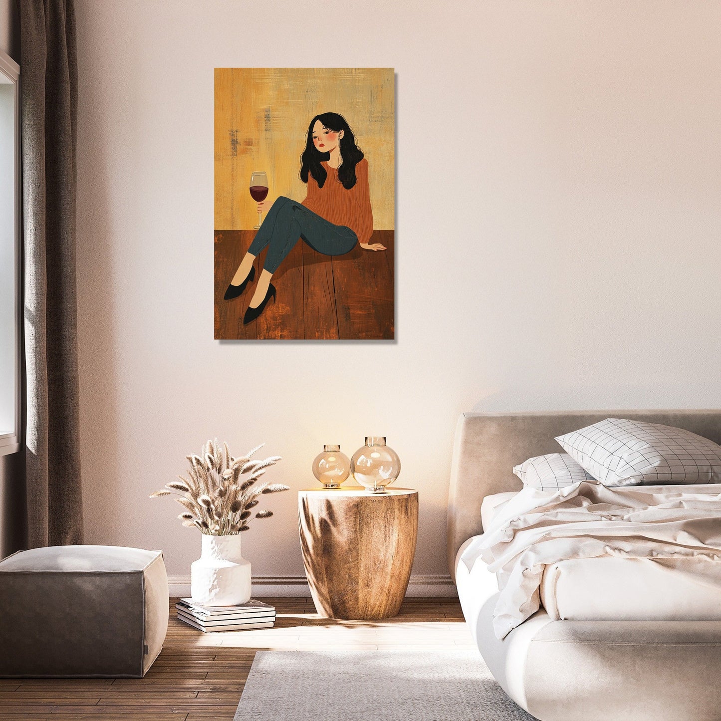 Woman with Wine Canvas