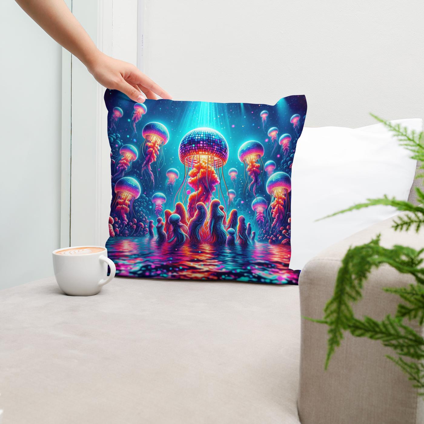 Neon Waves Cotton Cushion