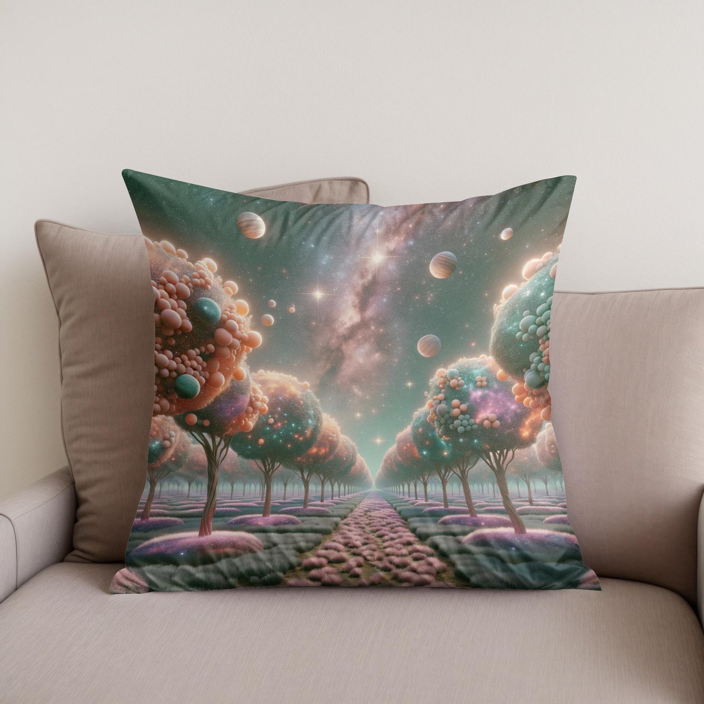Cosmic Orchard Cotton Cushion
