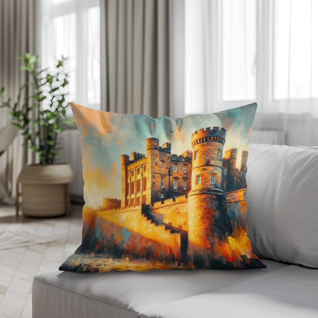 Newcastle Castle Keep Sunset Cotton Cushion