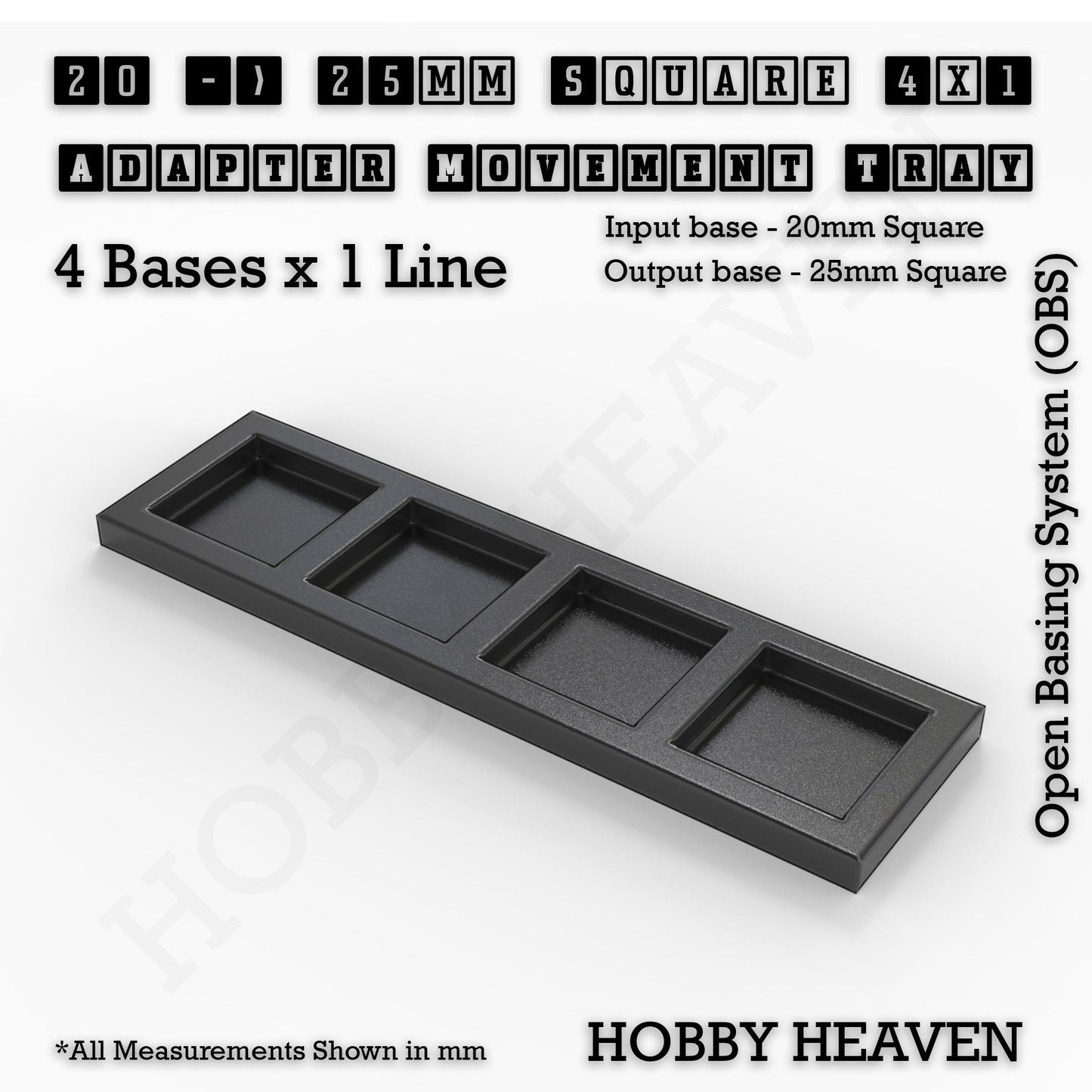 Square and Rectangle Movement Tray Adapters for Tabletop Games