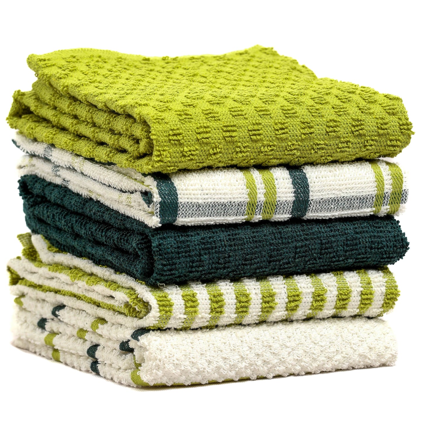 5 Pack Super Absorbent Check Quick Drying Cotton Terry Kitchen Tea Towels Durable Versatile Dish Towels for Home and Professional Use 45cm x 65cm by OLIVIA ROCCO