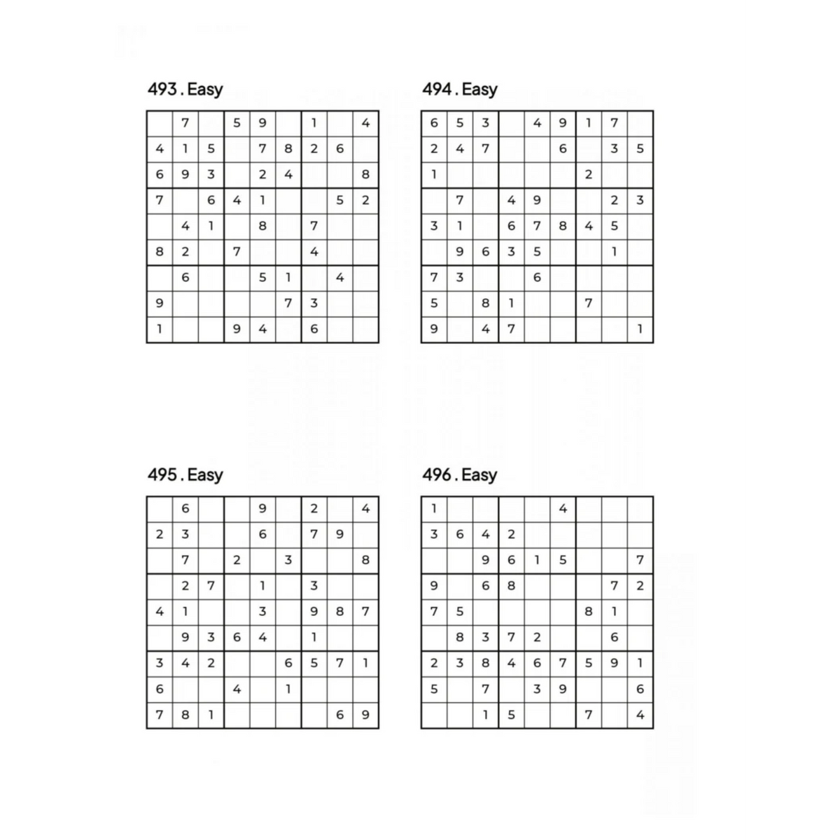 500 EASY Sudoku Puzzles
