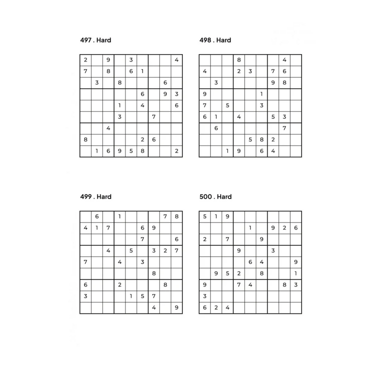 500 HARD Sudoku Puzzles