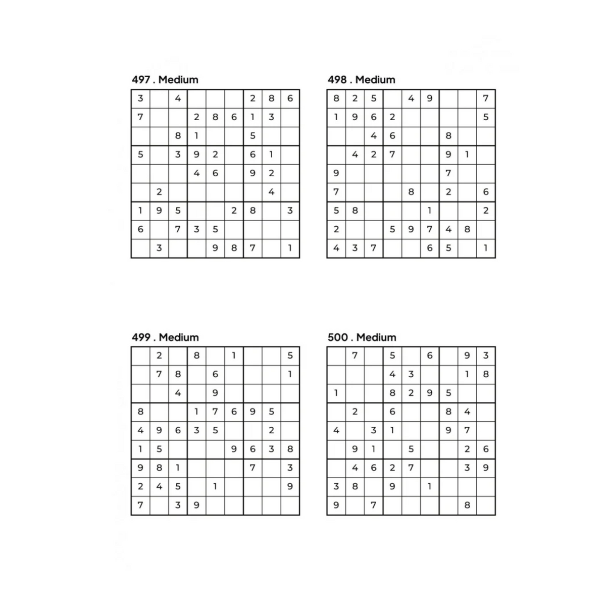 500 MEDIUM Sudoku Puzzles