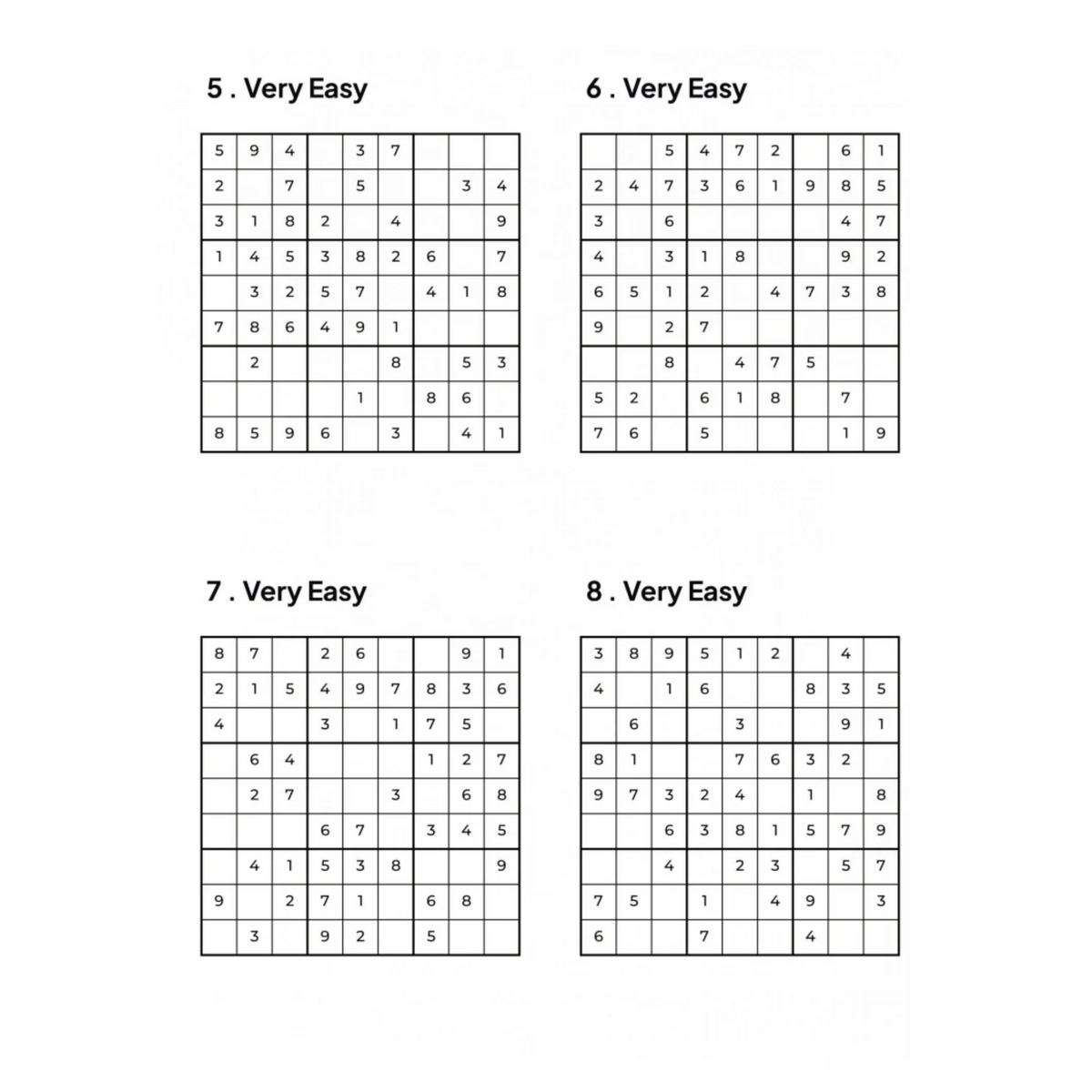 500 VERY EASY Sudoku Puzzles