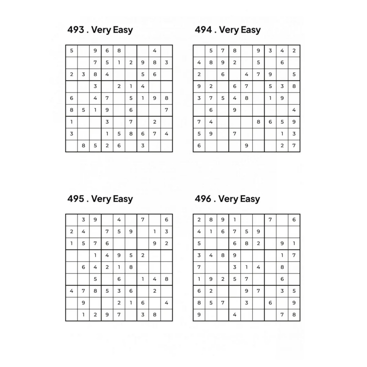 500 VERY EASY Sudoku Puzzles