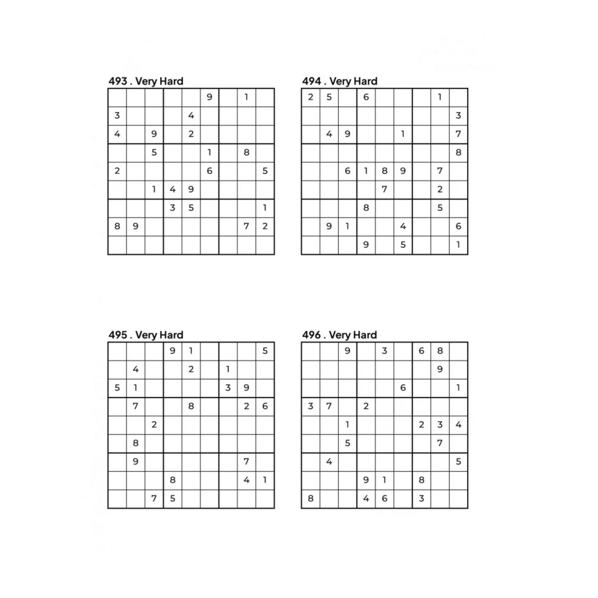 500 VERY HARD Sudoku Puzzles