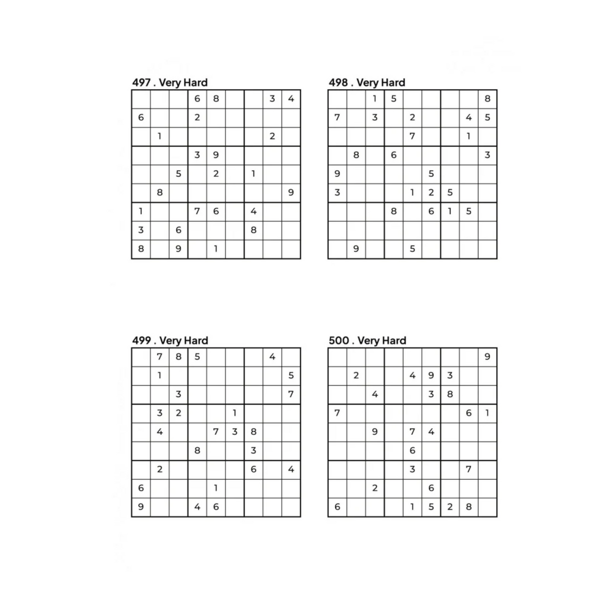 500 VERY HARD Sudoku Puzzles