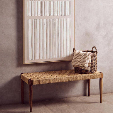 Beige and Grey Woven Throw | Bosie Chevron