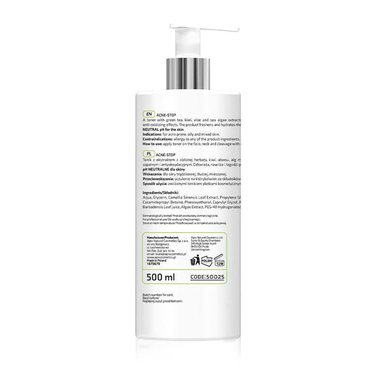 Apis ACNE-STOP Antibacterial Cleansing Toner with Green Tea | 500 ml