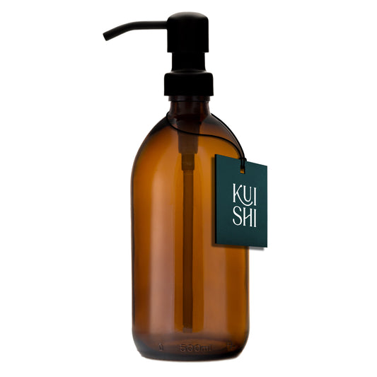 Amber Glass Dispenser Stainless Steel Pump