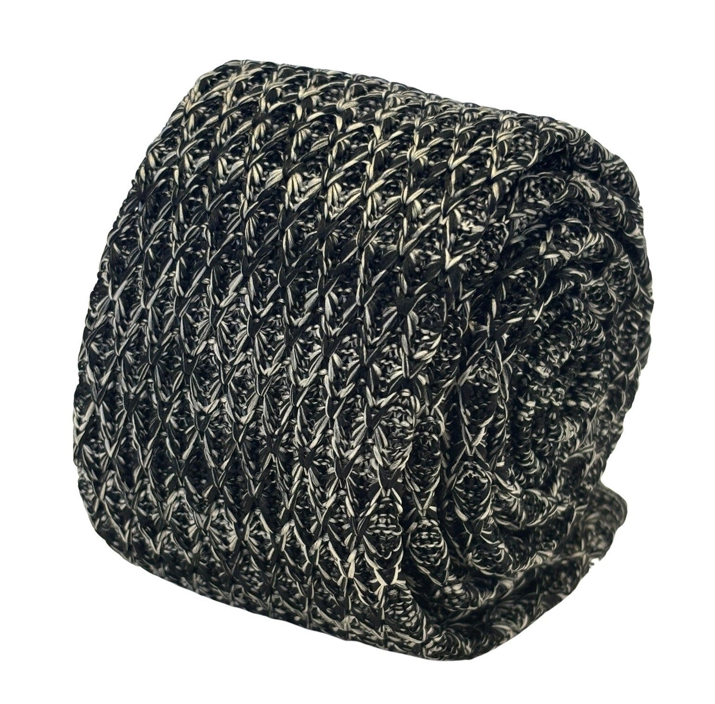 black and white speckled knitted tie