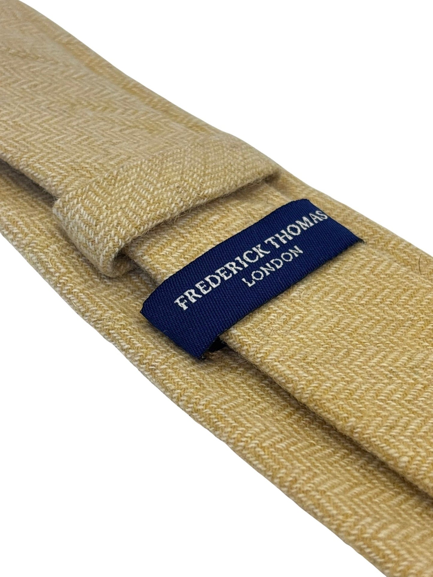 honey gold yellow wool tie  with a herringbone design